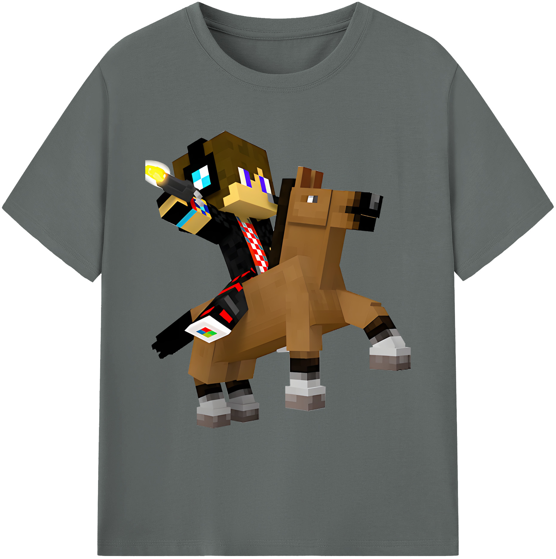 （画像用） マインクラフト ブロックの世界 Minecraft MC Block world 綿100％ メンズ半袖Tシャツ｜肌触りやわらか＆通気性